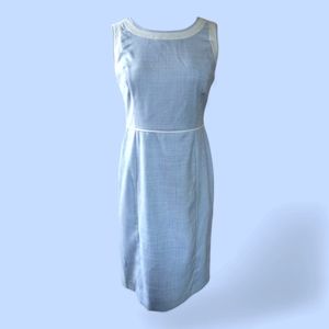 Talbots Blue And White Lightweight Tweed Stretchy Sheath Dress Like New